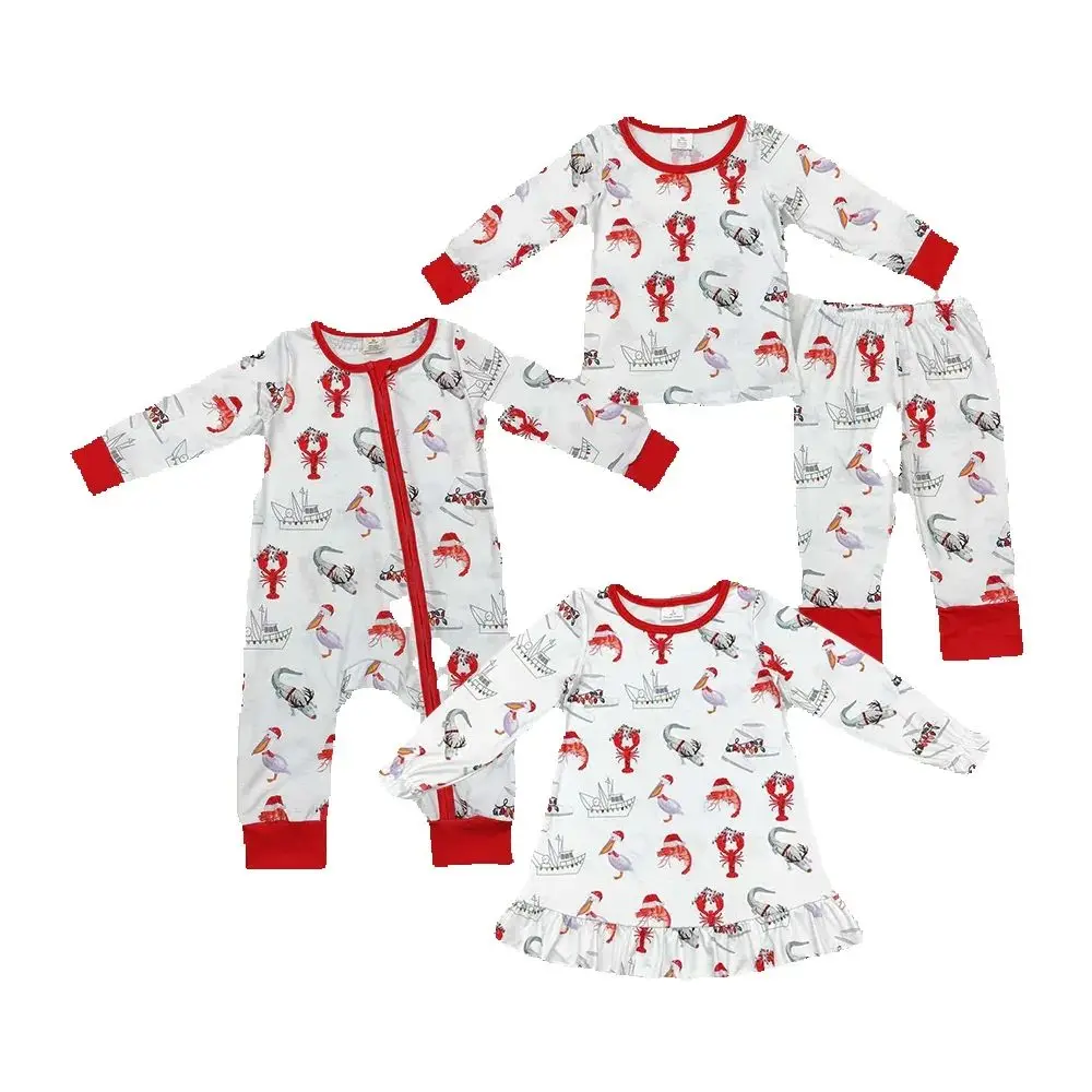 

Baby Kids Christmas Crawfish Sibling Rompers Dresses Clothes Sets