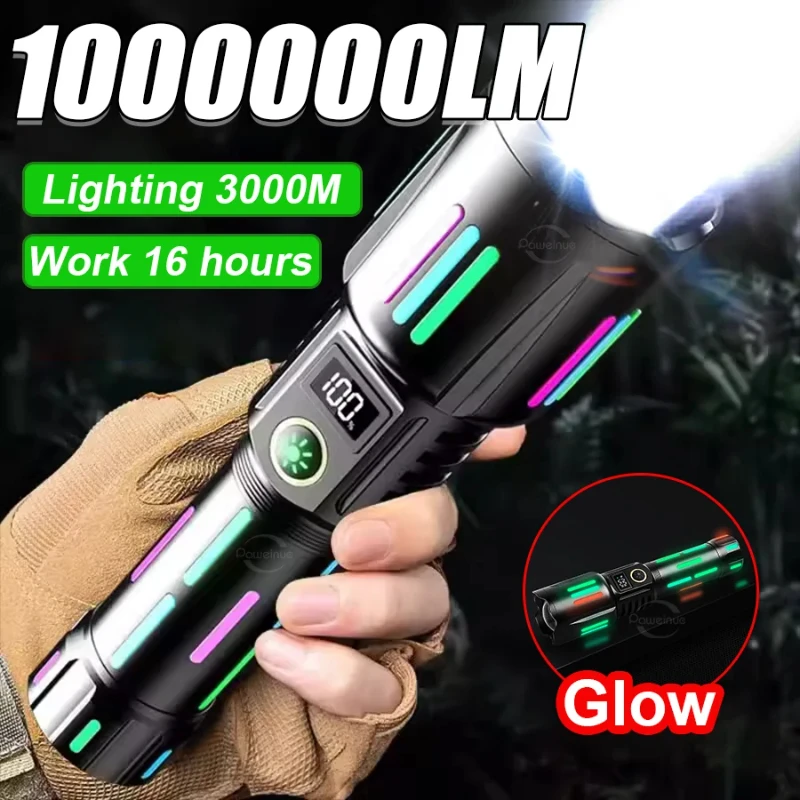 

New 500W Ultra Powerful Flashlight Rechargeable LED Flashlight Tactical Torch Zoom High Power Flashlight 3000M Long Shot Lantern