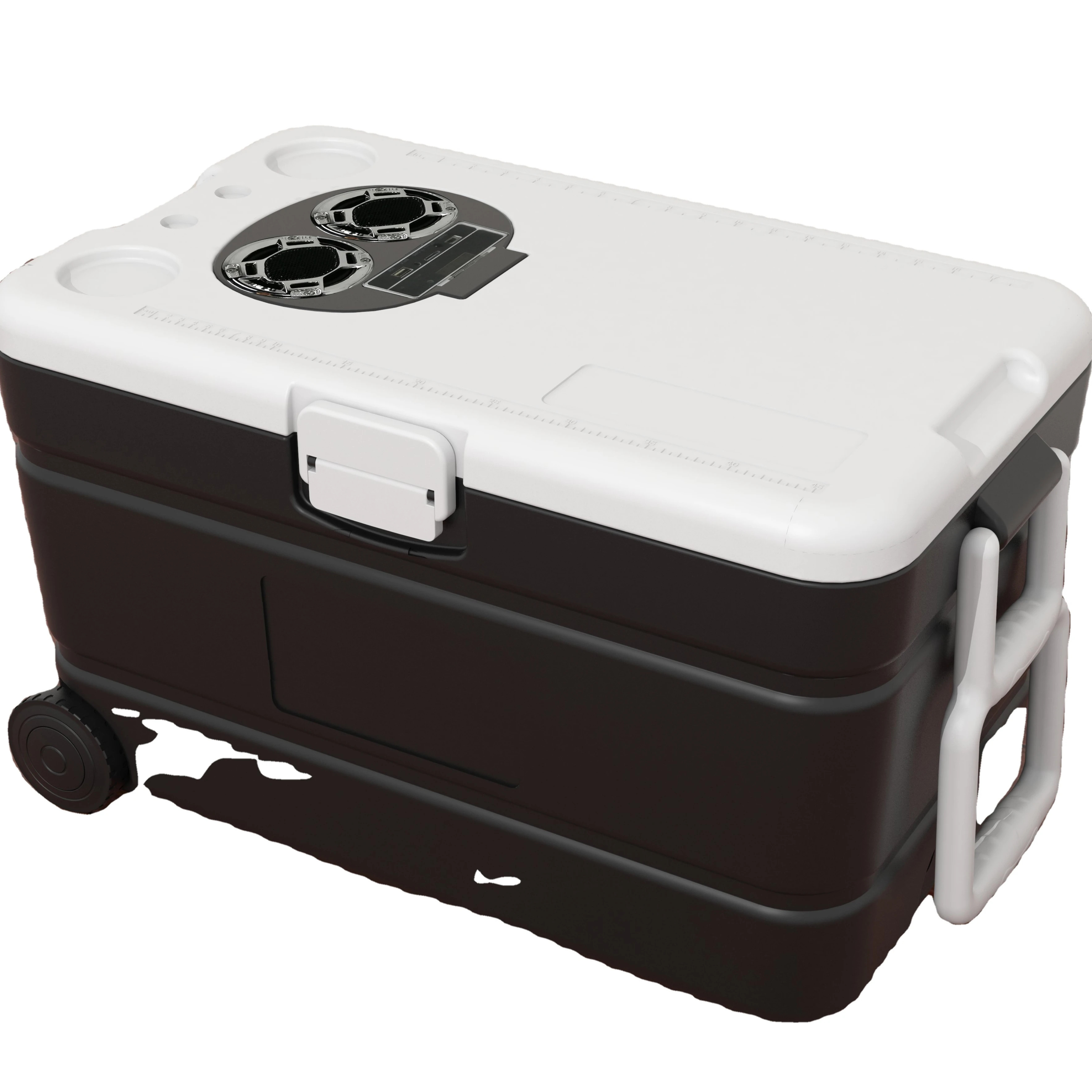 60L Cooler box | Speaker 20w| Bottle Opener | Cup Holder | wheeled |pull rod handle |Convenient Storage|compass and th