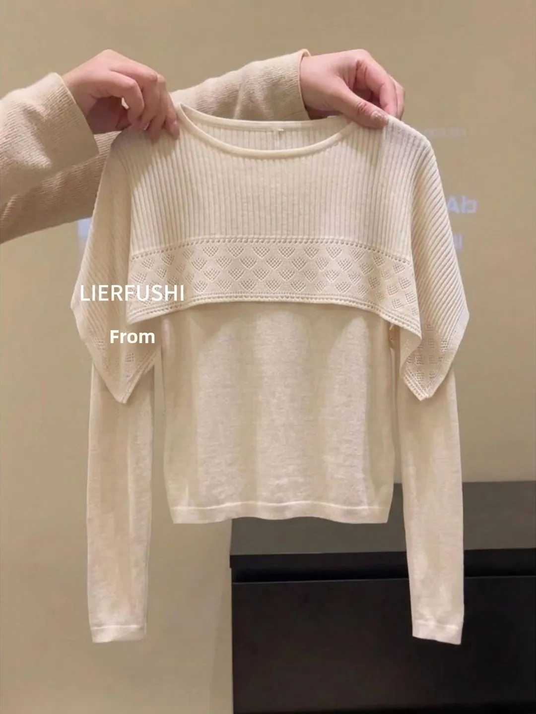 Cherry Blossom Color Long Sleeve Knitted Sweater Women's Early Autumn Slimming Inner Wear Base Layer 2026 New Style Top