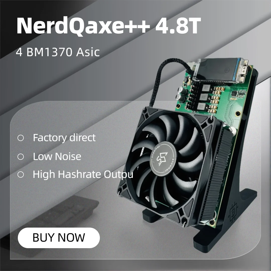 

HQminers NerdQaxe++ 4.8TH/s up to 6 TH/s Bitcoin Miner with 4 BM1370 Asic Chips Solo BTC Mining Machine Open-Source