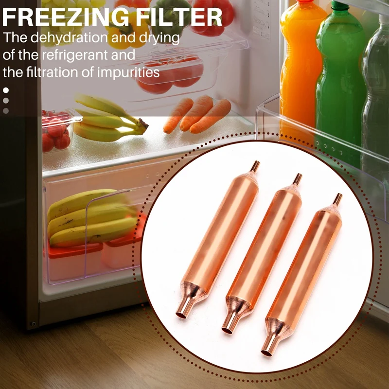 A76G 20x Refrigeration Filter Drier 115x18mm Refrigerator Dryer Accessories Copper Refrigeration Parts