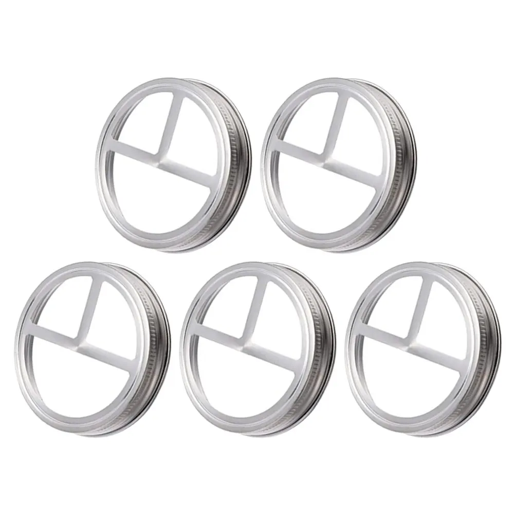 

5 pcs Toothbrush Holder Lids Stainless Steel 86Mm Wide Mouth Jar Accessories Toothpaste Organizer Caps Metal Bottle Cover Lid