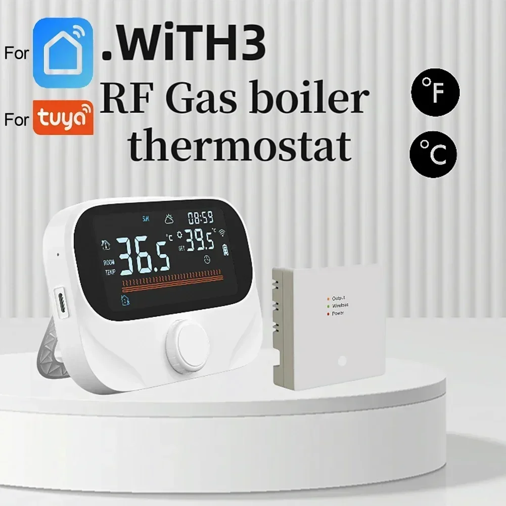 For Tuya Smart Thermostat Wifi RF Wireless Temperature Controller For Gas Boiler Water Heating Works Wall Fireplace Thermostat