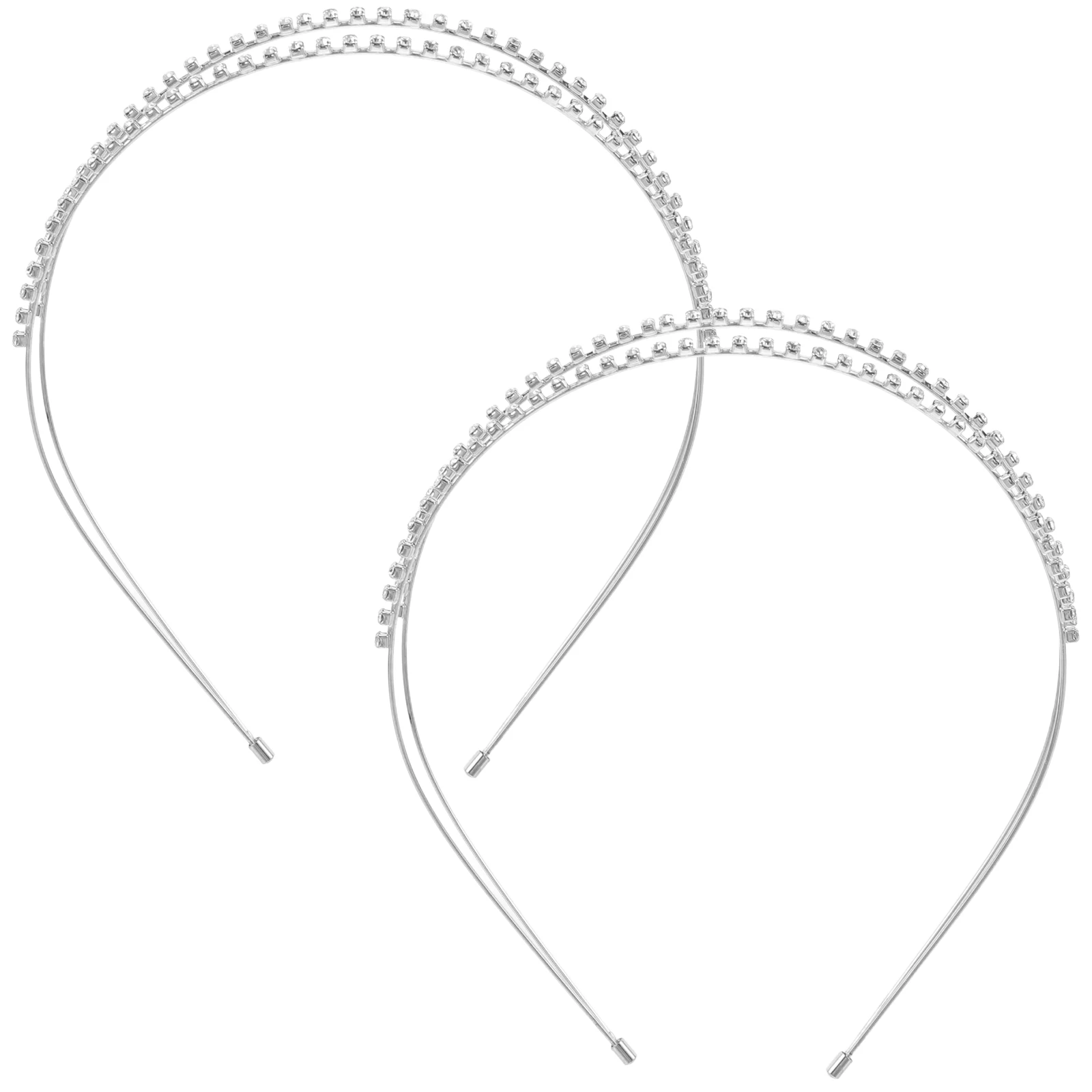 

2 Pcs Hair Accessories for Girls Rhinestone Headband Bride Crown Silver Headbands Bridal Wedding