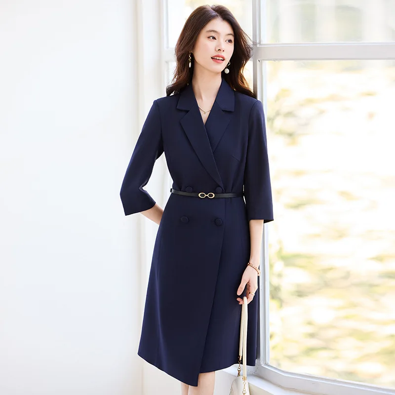 2025 الربيع والخريف نمط جديد فستان بتصميم بدلة التنقل أنيقة الربيع والخريف الخصر مقصوص فستان بتصميم بدلة المهنية الراقية F