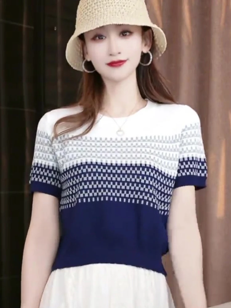 

Summer 2025 New Color Blo Knitwear Casual ort Sve Commute Inner Wear Women's Faion Sun Protection Clothing