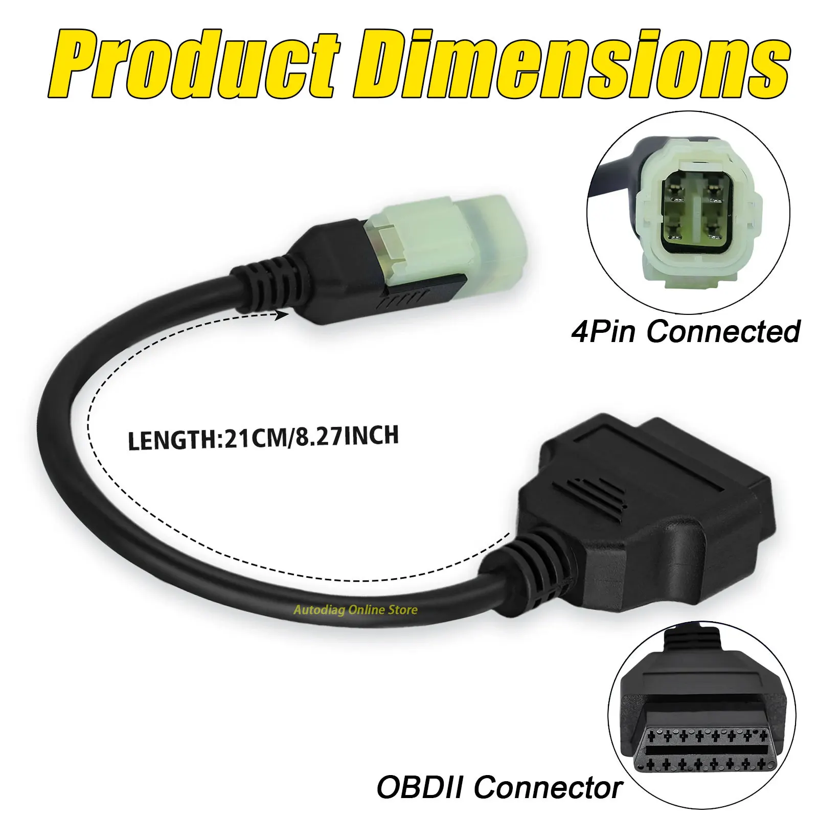 For Kawasaki 4Pin OBD2 Cable Adapter