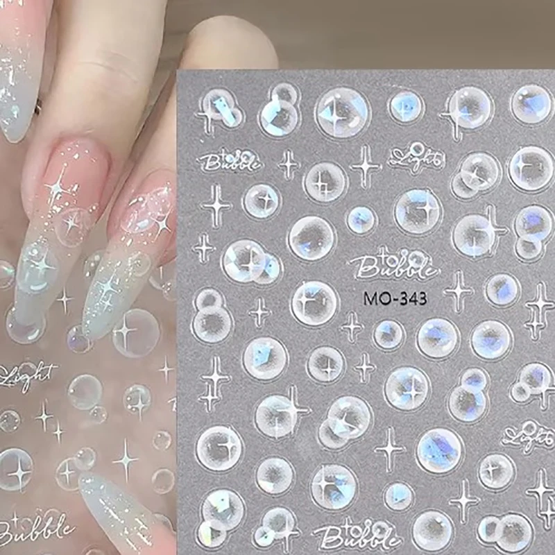 Auto-adesivo Transparente Bubble Nail Art Adesivos, Decalques de Bolha de Água, Manicure Slider, DIY Nail Decoration, Salon Gift, 3D