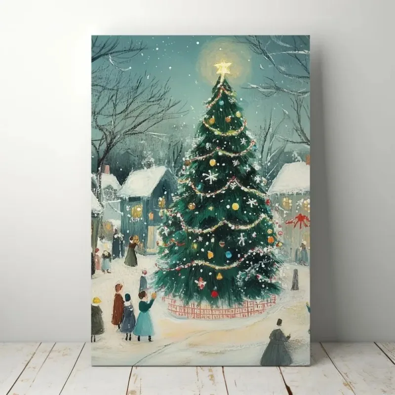 شجرة عيد الميلاد يطبع جدار الفن لطيف عشية عيد الميلاد الفن زينة عيد الميلاد ديكور الشتاء المريح زينة عيد الميلاد #2