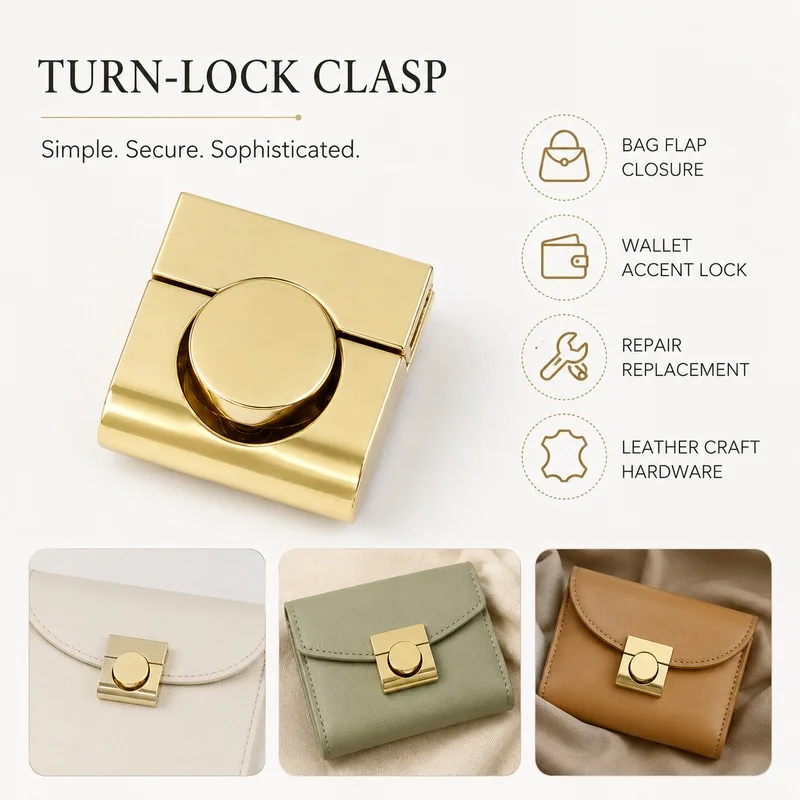 1-5Pcs 33x34mm Bag Lock Snap Buckle Metal Handbag Clasp Purse Closure Flap Wallet Decorative Latch Leathercraft Repair Hardware