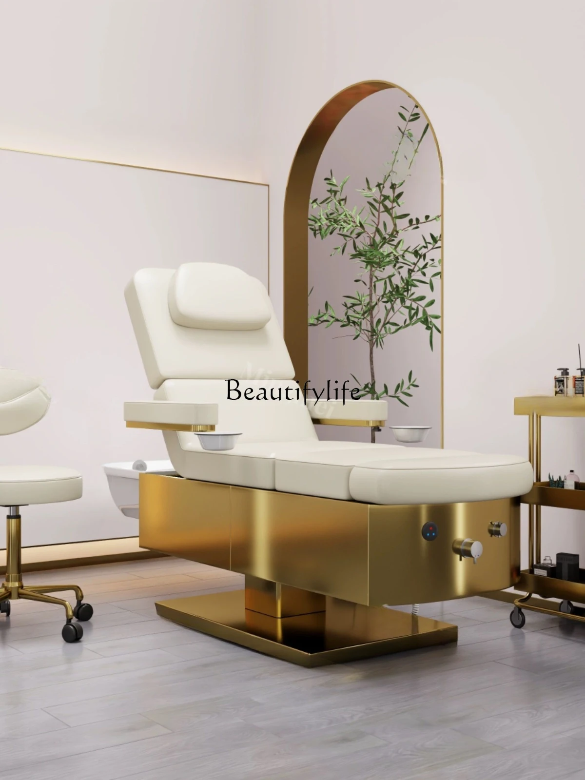 

Hair Salon Shop Shampoo Chair Foot Bath Manicure Multi-Functional Full Lying Massage Couch