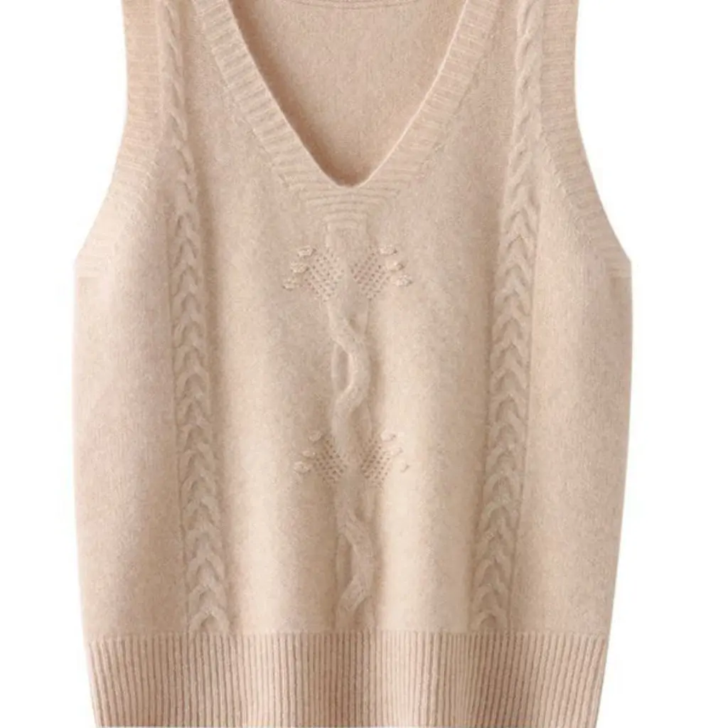

Women's Woolen Knitted Vest Sleeveless V-Neck Waistcoat Spring Autumn New Loose Base Sweater Coat