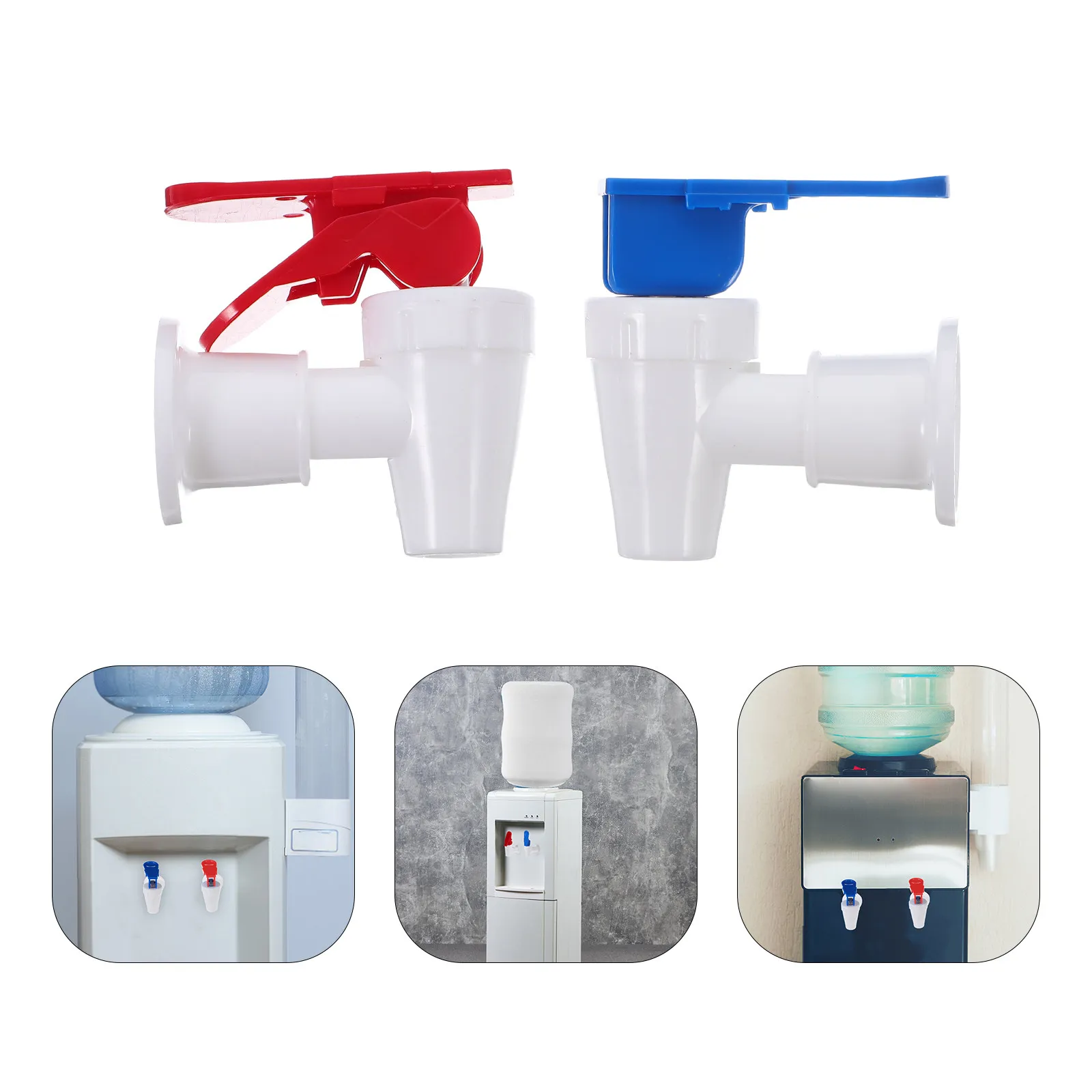 

4pcs Water Cooler Faucet Push Style Replacement Spigot Spout Reusable Plastic Tap Hot And Cold Valve For Water Dispenser Parts