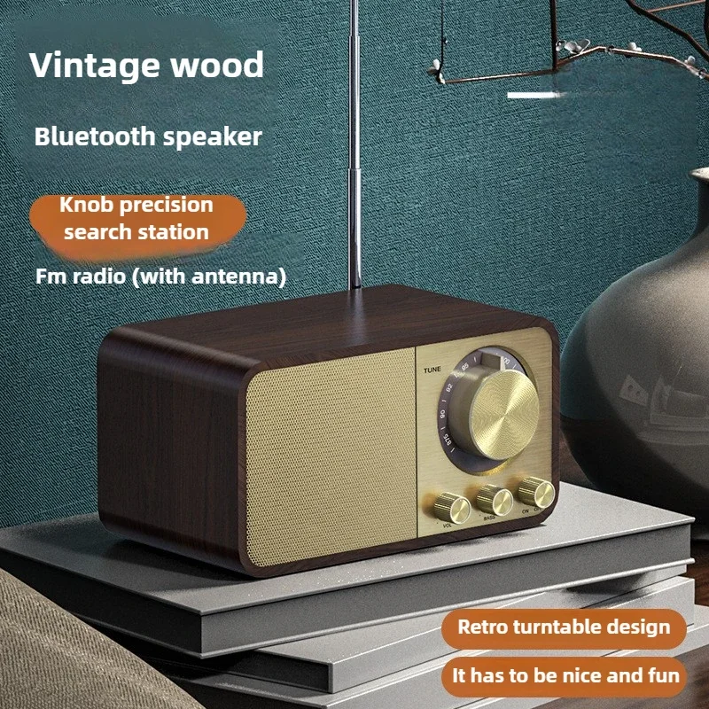 

JY66 Retro Bluetooth Speaker Wooden Classical Home Radio Subwoofer Plug Card Retro Mini Speaker