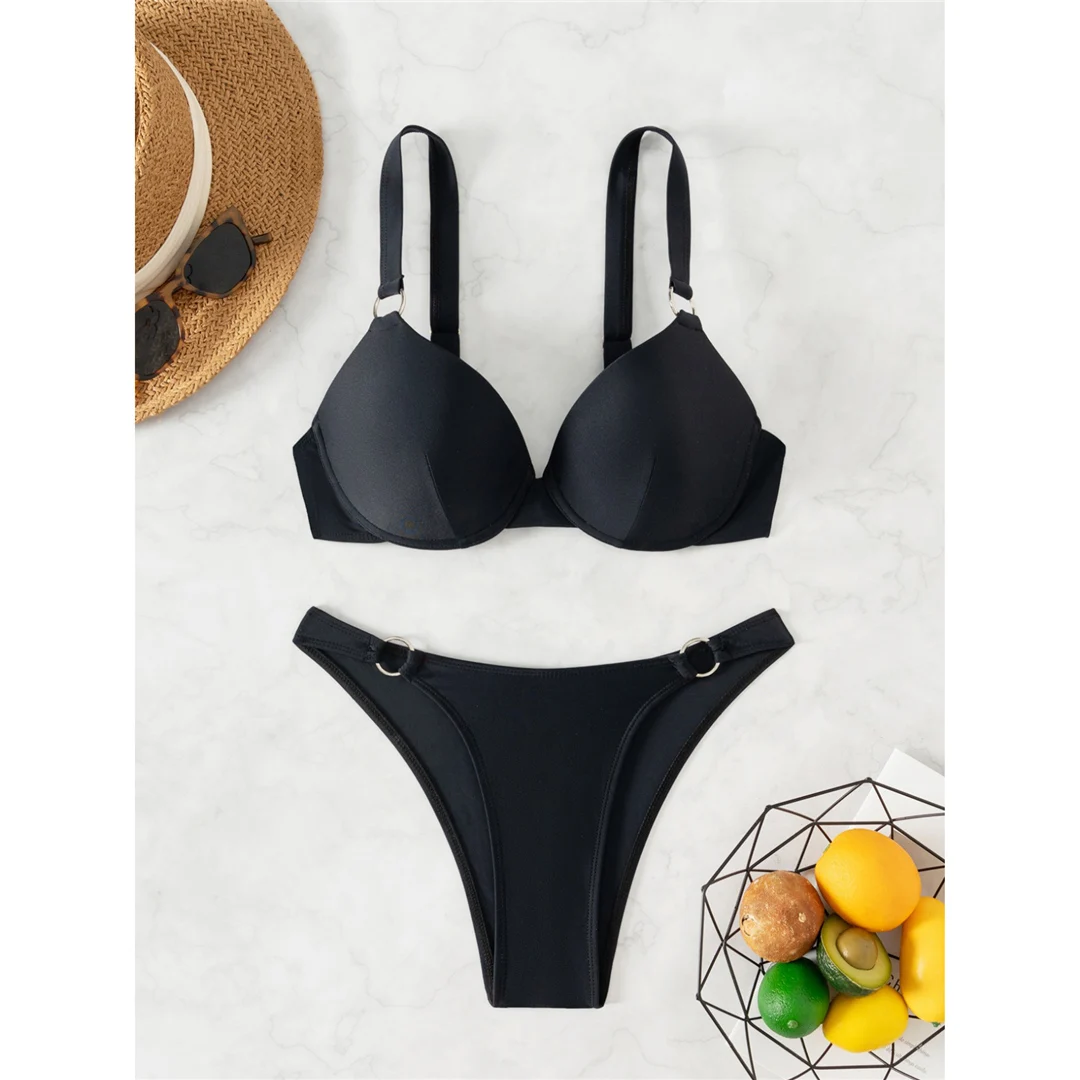 BH mit Bügel, hoch geschnittener, brasilianischer Bikini, Damen-Badebekleidung, zweiteiliger Bikini-Set, Badeanzug, Badebekleidung, Schwimmbekleidung V6418 – Detail 8