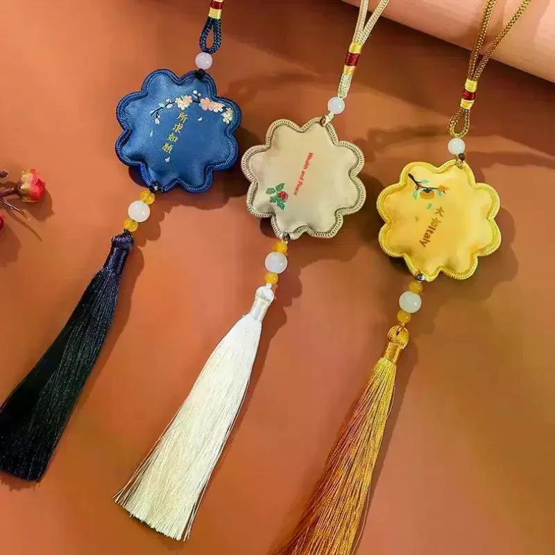 Dragon Boat Festival Traditional Chinese Style Floral Sachet Embroidery Amulet Kit (With Fragrance) DIY Car Pendant