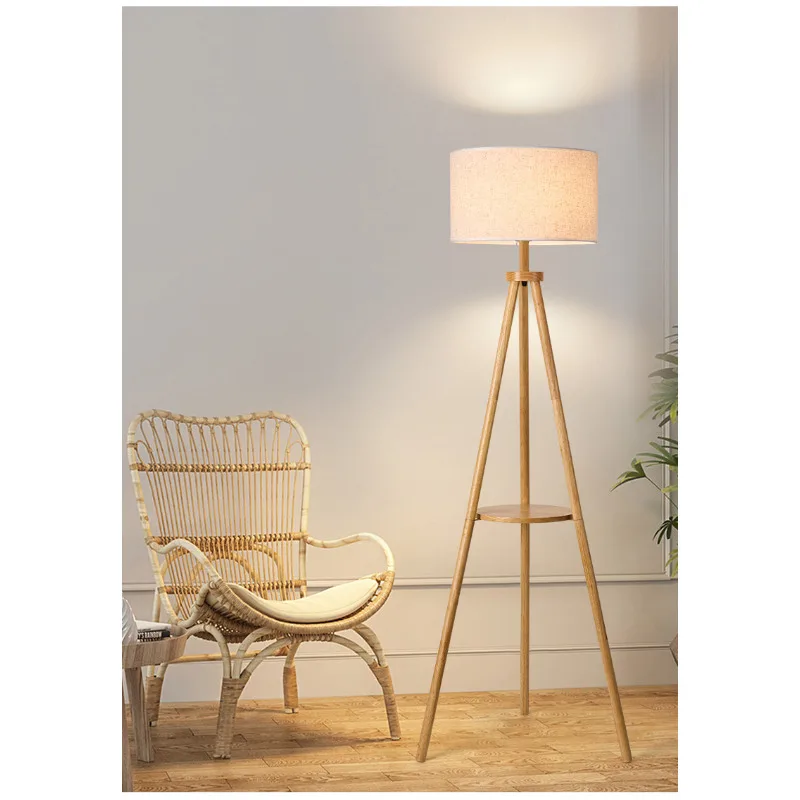 

Wood Tripod Design E27 Led Floor Lamps for Living Room Sofa Side Standing Lights Bedroom Beside Light Indoor Lighting Fixtures