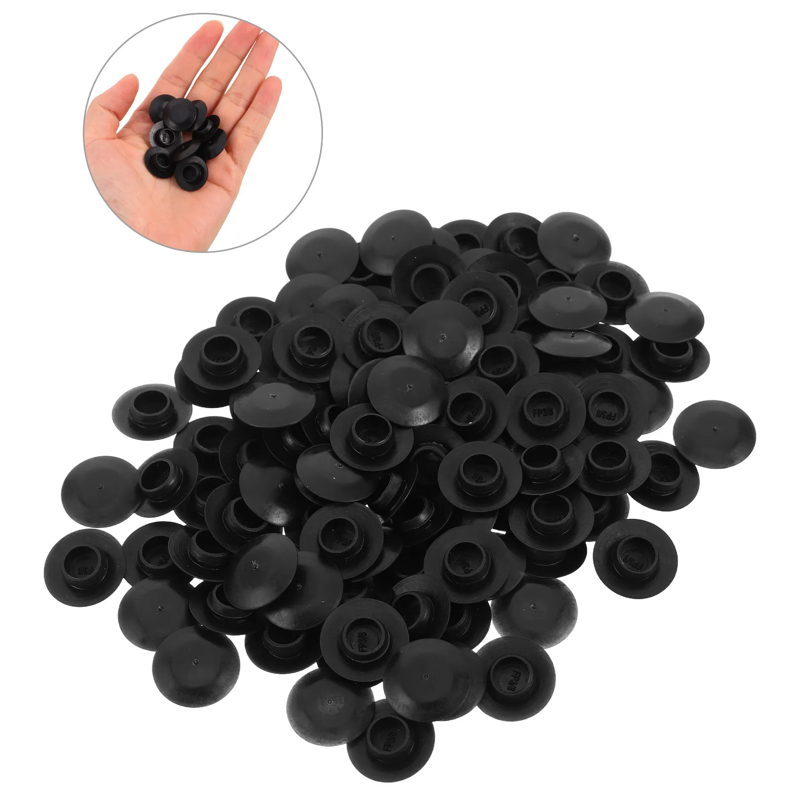 100Pcs Car Door Plastic Hole Plugs Black 0.7 Inch Automotive Body Sealing Caps Shock Absorber Round Stoppers Vehicle Protector