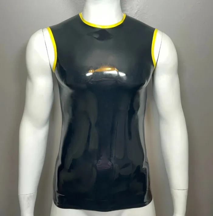 

Rubber Latex Crew Neck T-Shirt Contrast Trim Sleeveless