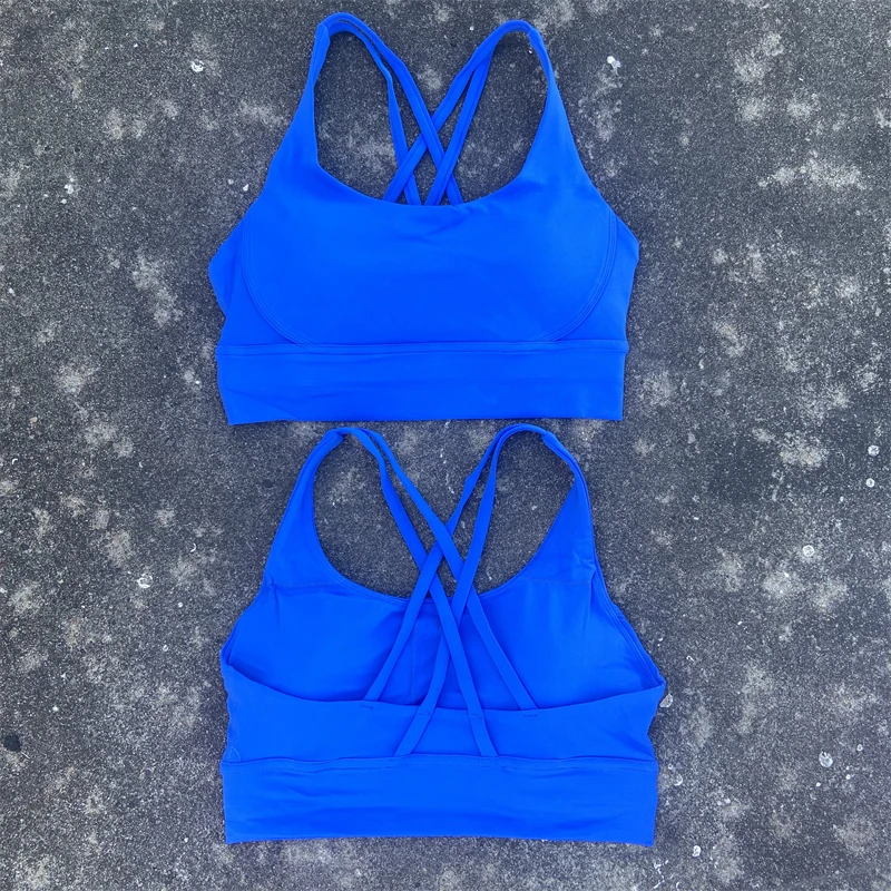 Classic Cross Strap Sports Bra Women Gym Workout Top Yoga Vest High Support Fitness Bralette Push Up Running Padded Underwear