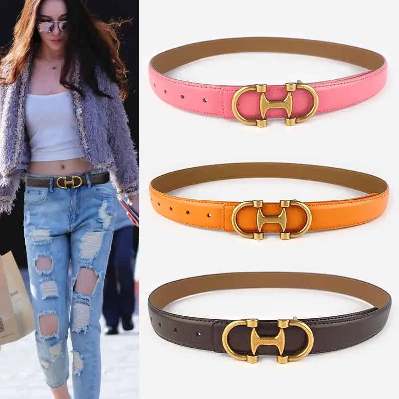 

2024 New Retro Leather Belt with Casual Pants, Short Skirt Jeans, Cowhide Women's Belt, Women's Trend Fashion Versatile Belt