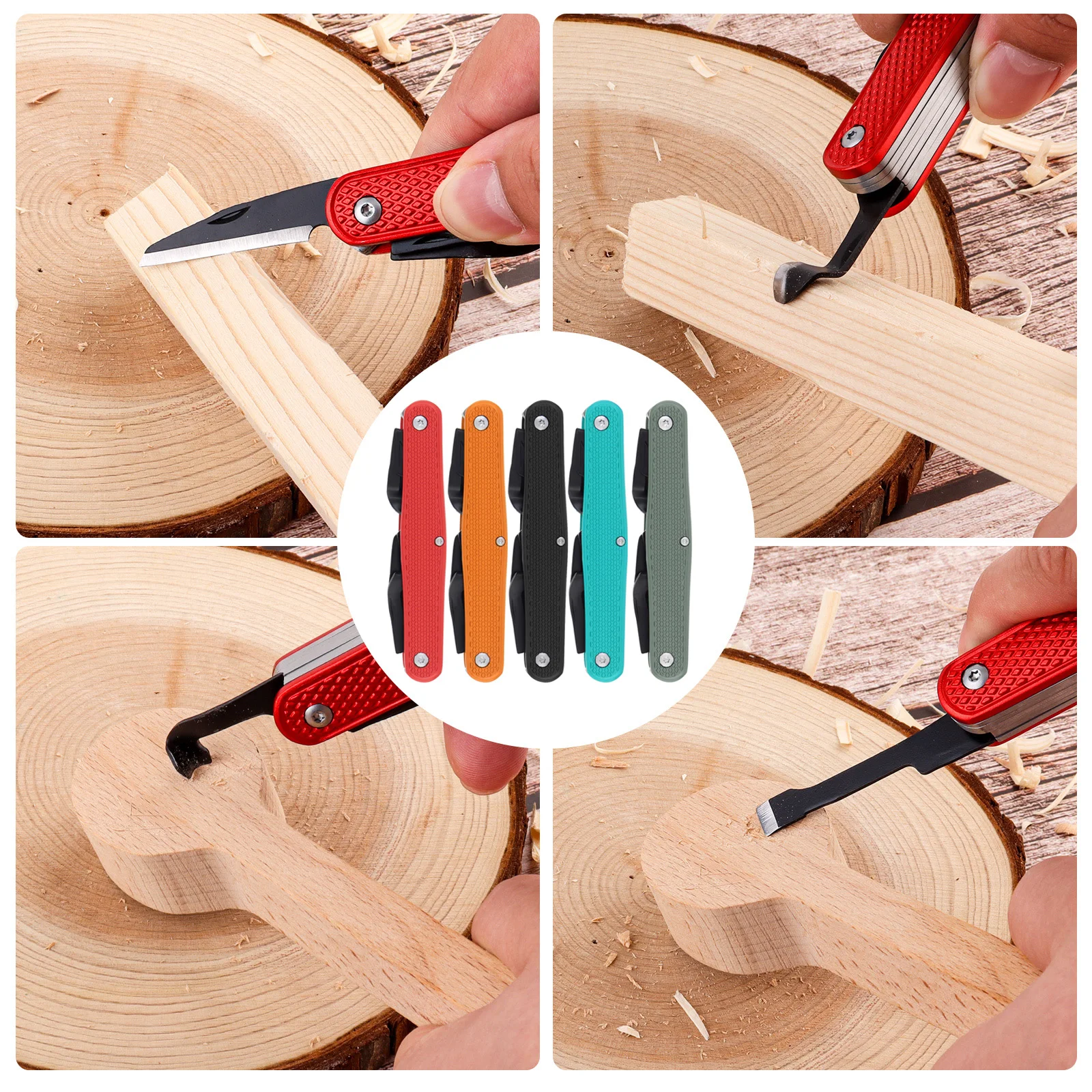 Folding Woodworking Carving Tool Chisels Portable Multi-Tool Splinter Whittling Tools for Wood Gouge Camping Outdoor Cutter