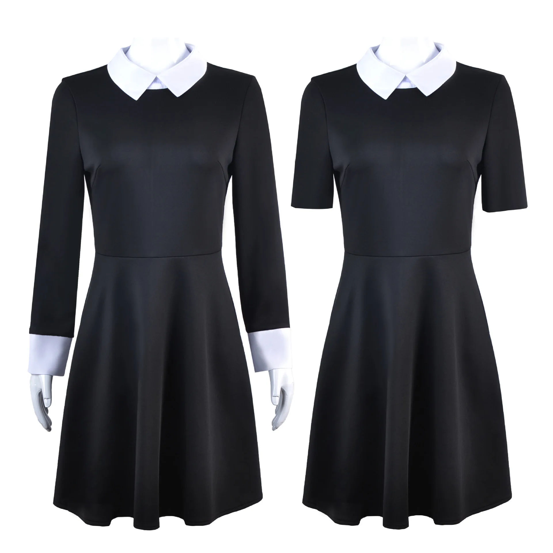 High Quality Addams Christina Ricci Cosplay Family Black Dress Costumes for Adults Women  Party Carnival Halloween