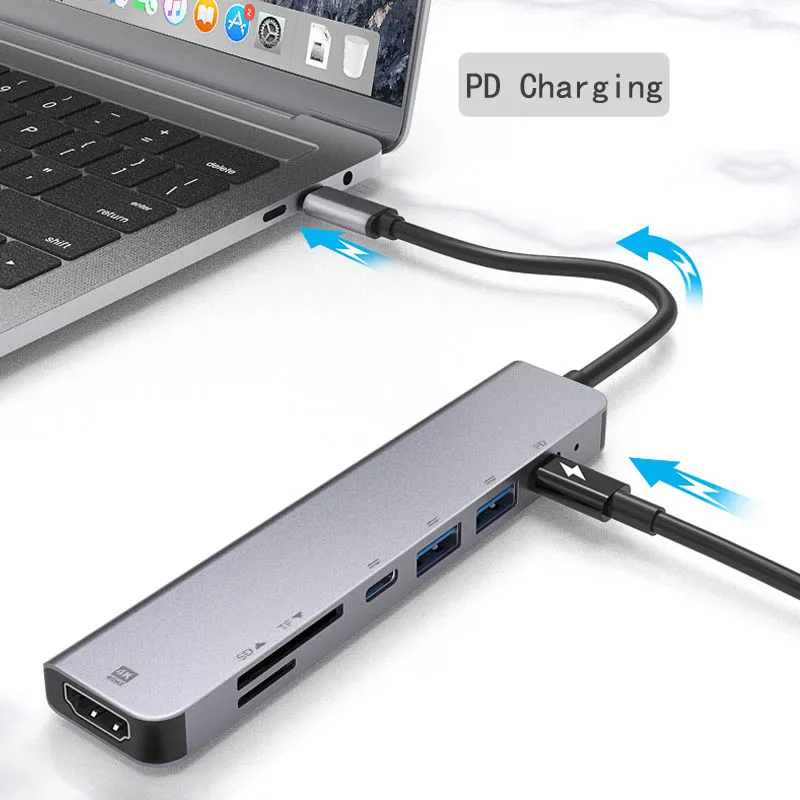 تمديد كابل نوع-c محول الفاصل محول SD/TF قارئ بطاقات لعبة usb محور Type-C إلى HDMI متوافق محول قفص الاتهام #6