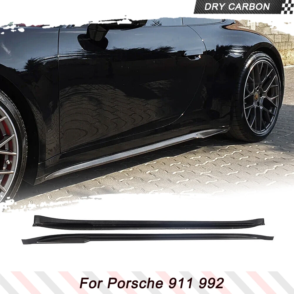 

Car Side Skirts Body Kits For Porsche 911 992 2019 2020 Car Side Door Bumper Skirts Apron Extension Lips Dry Carbon Fiber