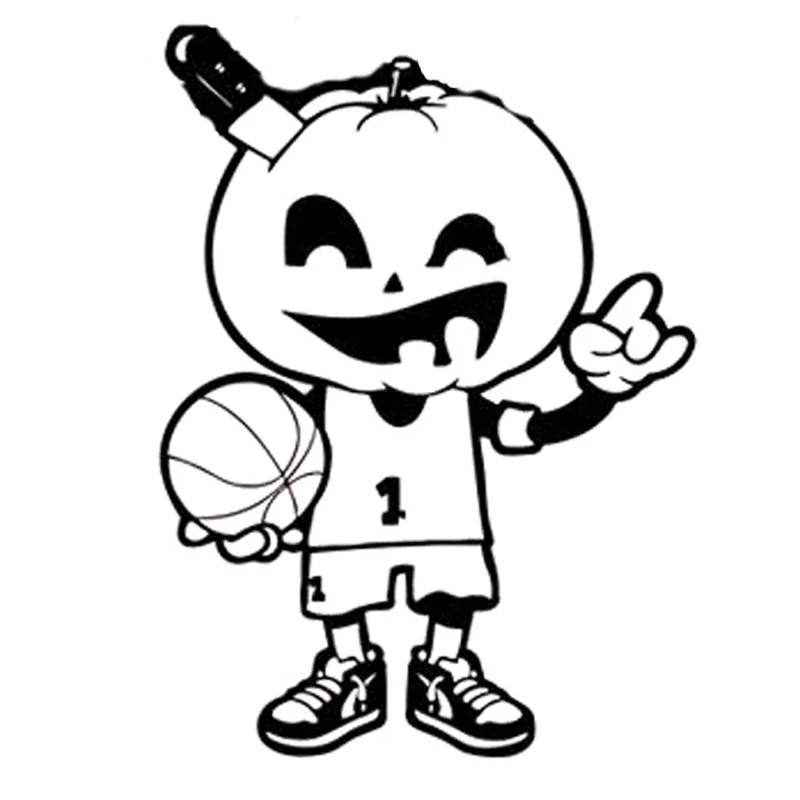 

Happy Halloween Pumpkin Basketball Player Applique Car Decoration Personality Pvc Waterproof Applique Black/white, 20cm*14cm