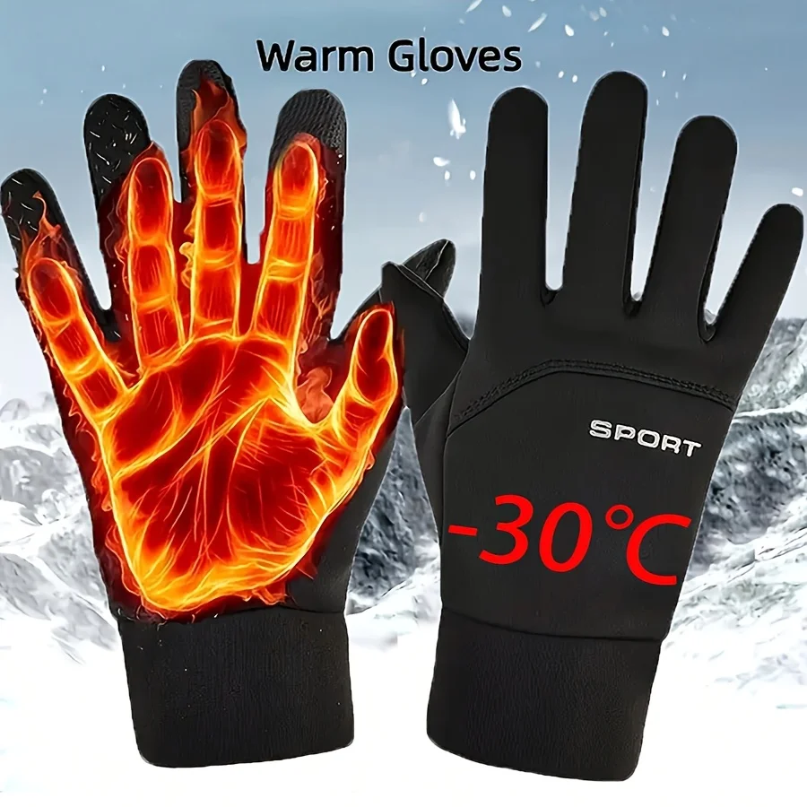 

Men's Winter Outdoor Fleece - Lined Cold - Resistant Gloves – Touchscreen - Enabled for Cycling, Skiing & More
