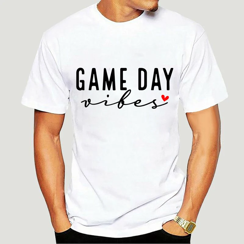 Summer Trend Game Day Print Men T-shirt Heart Pattern Short Sleeve Loose Street Style Casual Loose Shirt Man Harajuku Top Tees