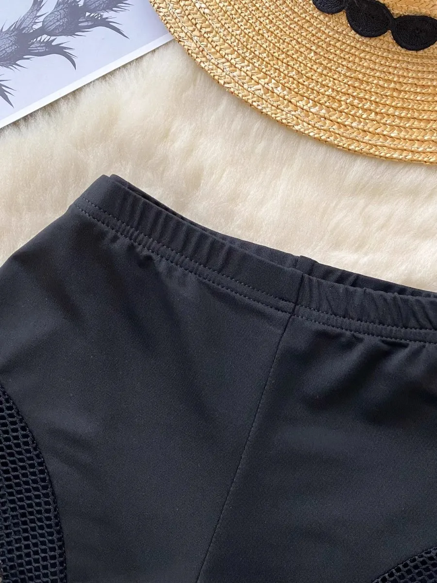 Calça de moletom casual feminina, verão, nova, sexy, apertada, quadril, pura luxúria, grade preta, patchwork, y2k, shorts de rua