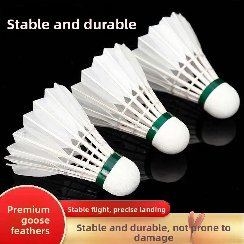 

Profional Badminton uttlecos 26pcs Bla White Goose Feathers Indoor Outdoor Training Cetition Durable Wood Head