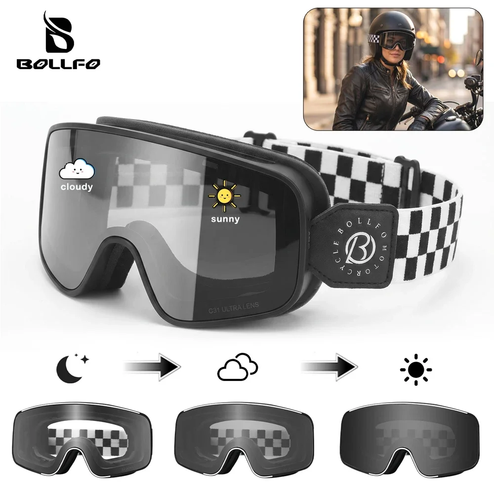 Magnetic Photochromic Motorcycle Goggles Sponge Detachable Polarized UV400 Anti-fog Motocross Glasses Off Road Moto Sunglasses