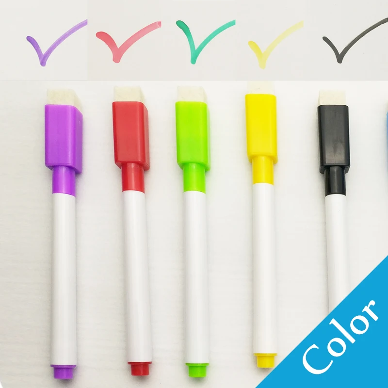 8 Pcs/lot Colorful School Classroom Supplies Whiteboard Pens Dry White Board Marker Built In Eraser Student Children Drawing Pen