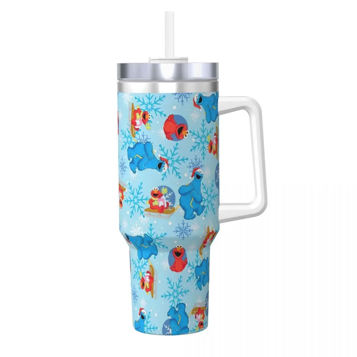 Stainless Steel Tumbler Sesames Streets Car Mugs With Straws Christmas Travel Water Bottle Heat Preservation 40oz Coffee Mug