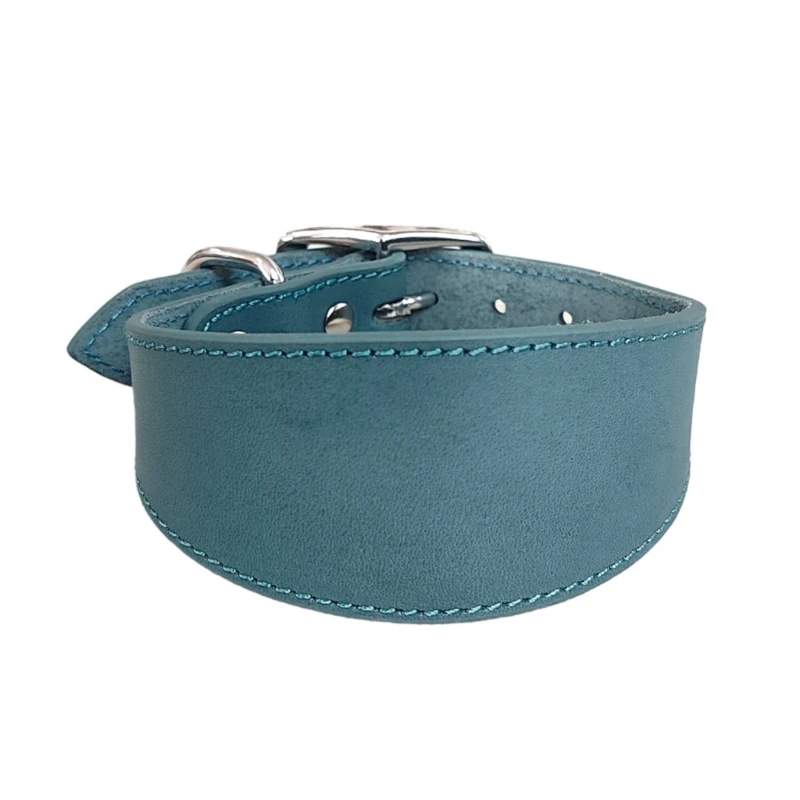 Wide Padded Dogs Collar Genuine Leathers Puppy Collars for Lurchers Italian Greyhounds Comfortable Pet Dogs Accessories