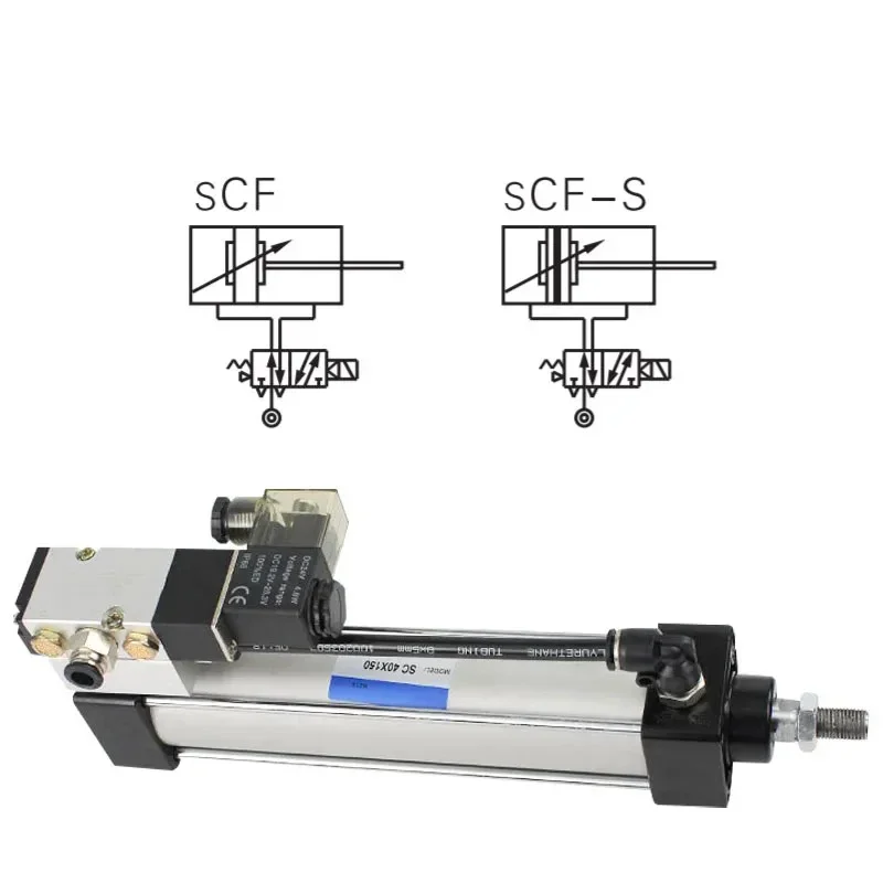 Pneumatic Standard Solenoid Valve Integrated Cylinder SCF Series Bore 100mm Stroke 25-1000mm Air Cylinders Set Dust Elimination