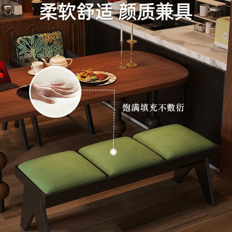 Medieval solid wood bench French style end stool shoe change stool restaurant retro soft bag bench dining table dining chair eat