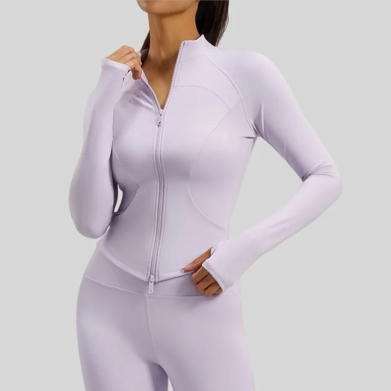 

Side Pocket Jackets for Women Long Sleeve Slimming Tight Yoga Top Coat Casual Outdoor Fitness Running Sports Zipper Jacket