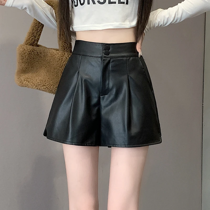 

Ladies Fashion Casual Cool PU Leather Booty Shorts Women Clothing Girls High Waist Womens Shorts Female Sexy Clothes BVy916