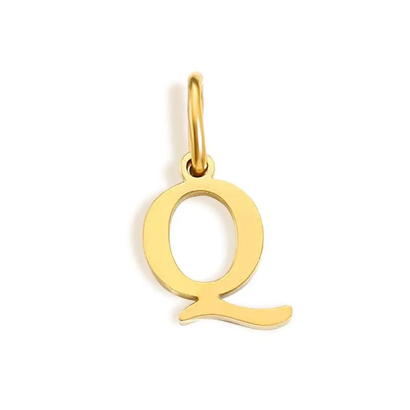 26 Buchstaben Alphabet Initiale 10 mm Charm Anhänger Schmuck Gold Edelstahl Einfache PVD vergoldet DIY Halskette Armband Schmuck