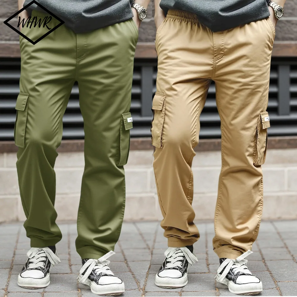 

Men's Cargo Pants Loose Straight Casual Pants Men's Workwear Multi Pocket Drawstring Pants Sports Trend Casual Male Trousers