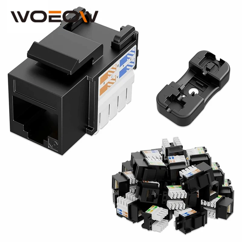 WoeoW-conector Keystone RJ45 CAT6 y soporte perforador Keystone, conector Ethernet Modular de 90 grados (no compatible con Panel de parche)