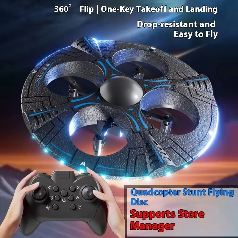 Giocattolo telecomandato UFO quadricottero - Disco volante per acrobazia a 4 assi con funzione in bilico ad alta resistenza Regalo perfetto per i bambini