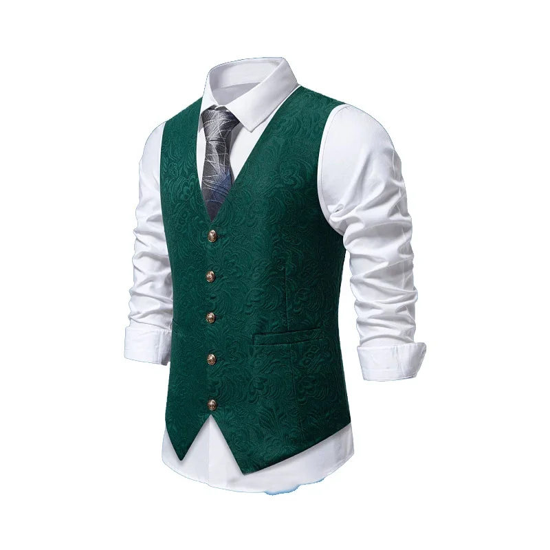 2024 Halloween New Jacquard Mens Vest European Size Loose Type  Fashion Leisure Suit Waistcoat Purple and Red Green Six Color