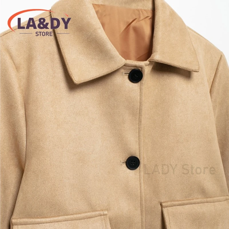 Jacket Coat Woman 2024 Autumn Fashion Simple Versatile Single Breasted Female Solid Color Long Sleeves Casual Short Outerwears