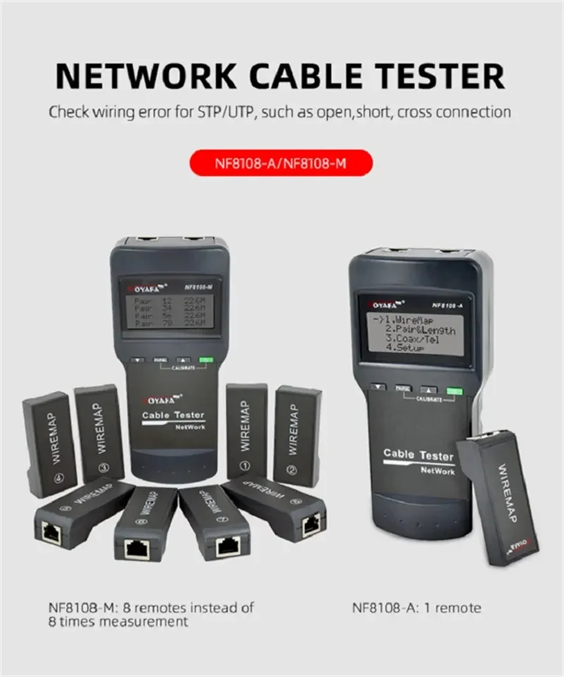 NF-8108A Cat.5E/ 6E UTP STP Network Cable Tester Check Wiring Error 5E 6E Wire Test